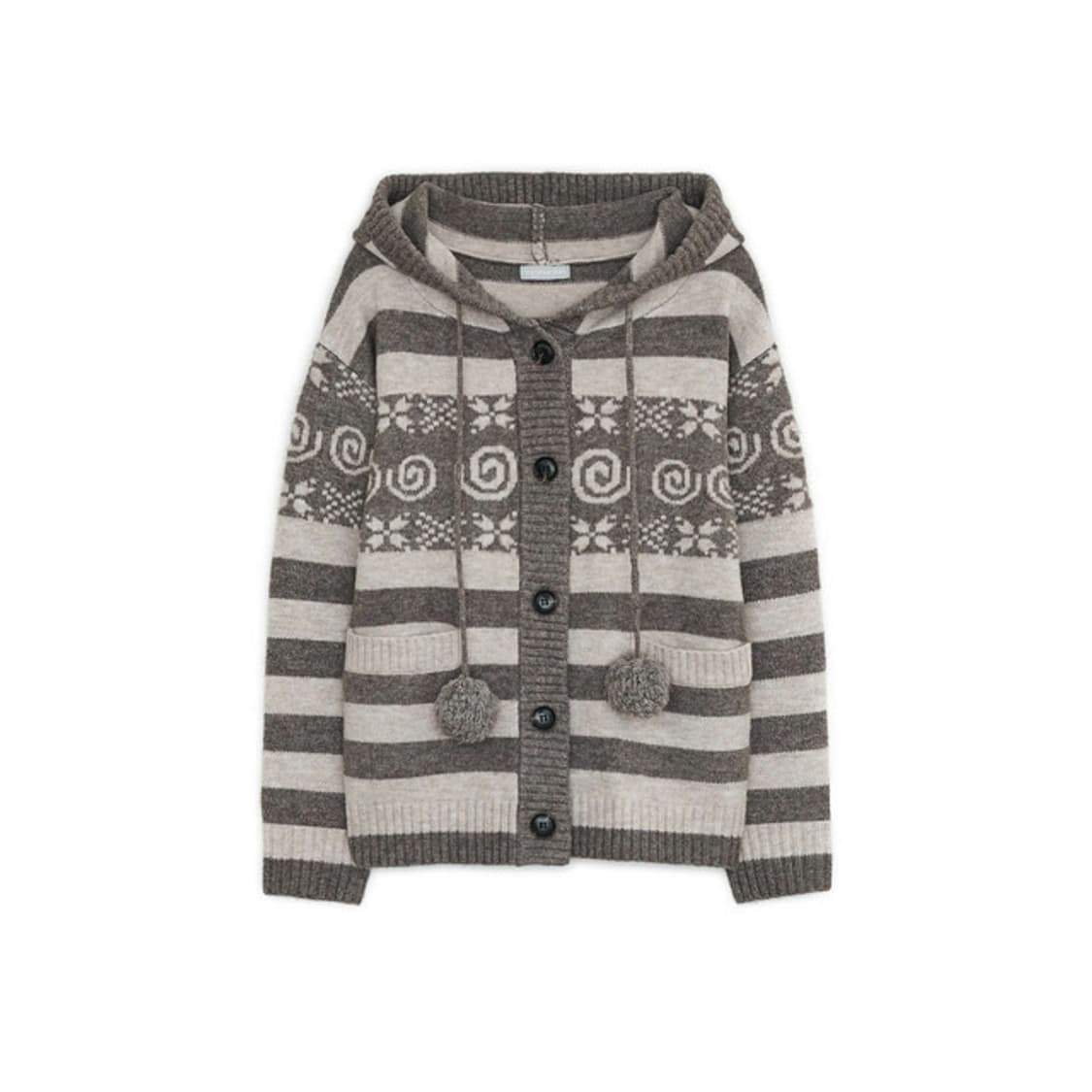 허그유어스킨 엔젤 윙 후드 폼폼 가디건 브라운 상품이미지1