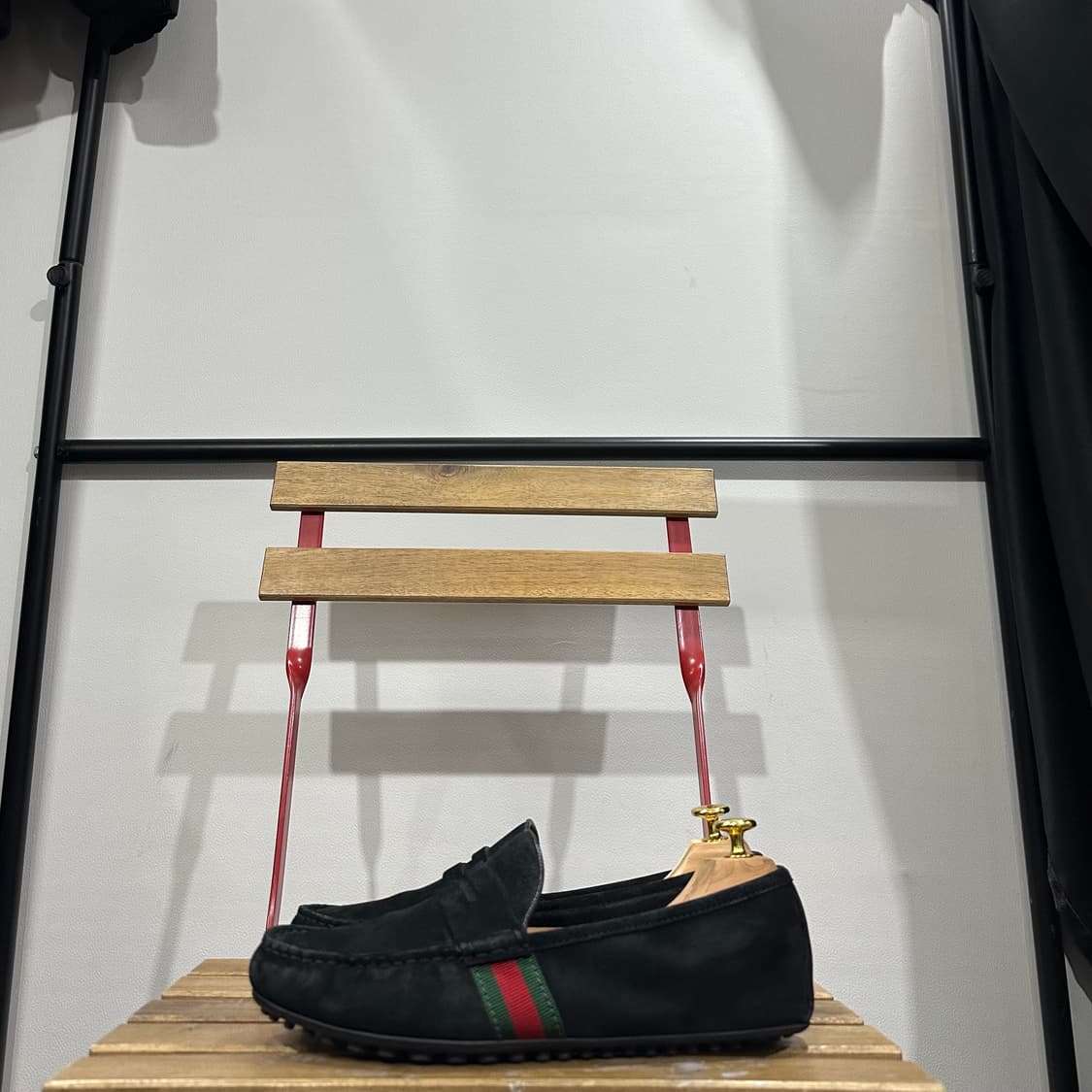 UK7)구찌 로퍼 남성 남자 웹 스트라이프 스웨이드 드라이빙 슈즈 상품이미지3