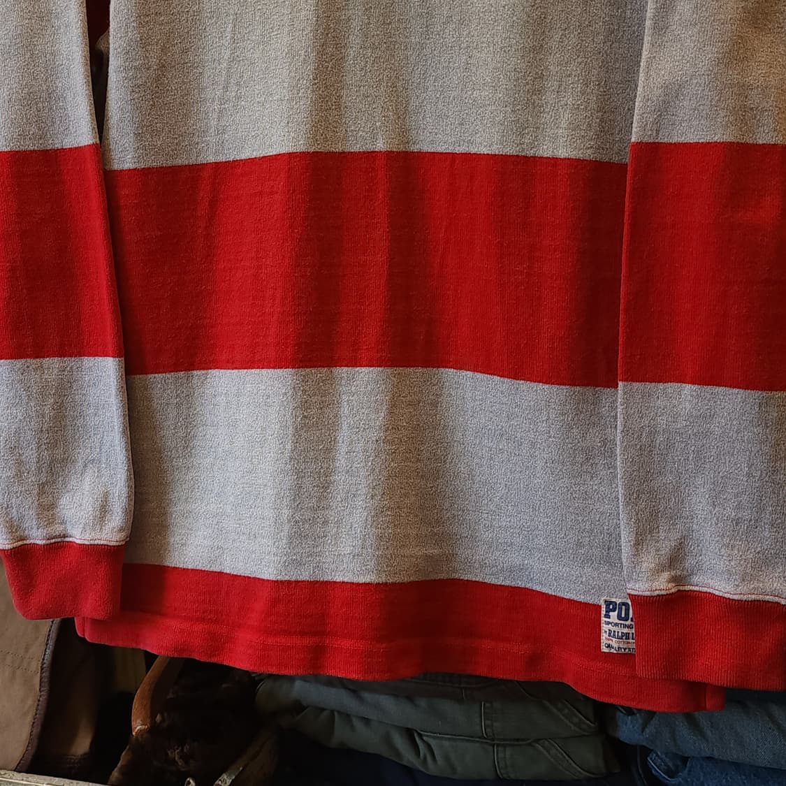 90s 폴로 럭비 카라티 헤비코튼 usa 메이드 빅 스트라이프 m 상품이미지6