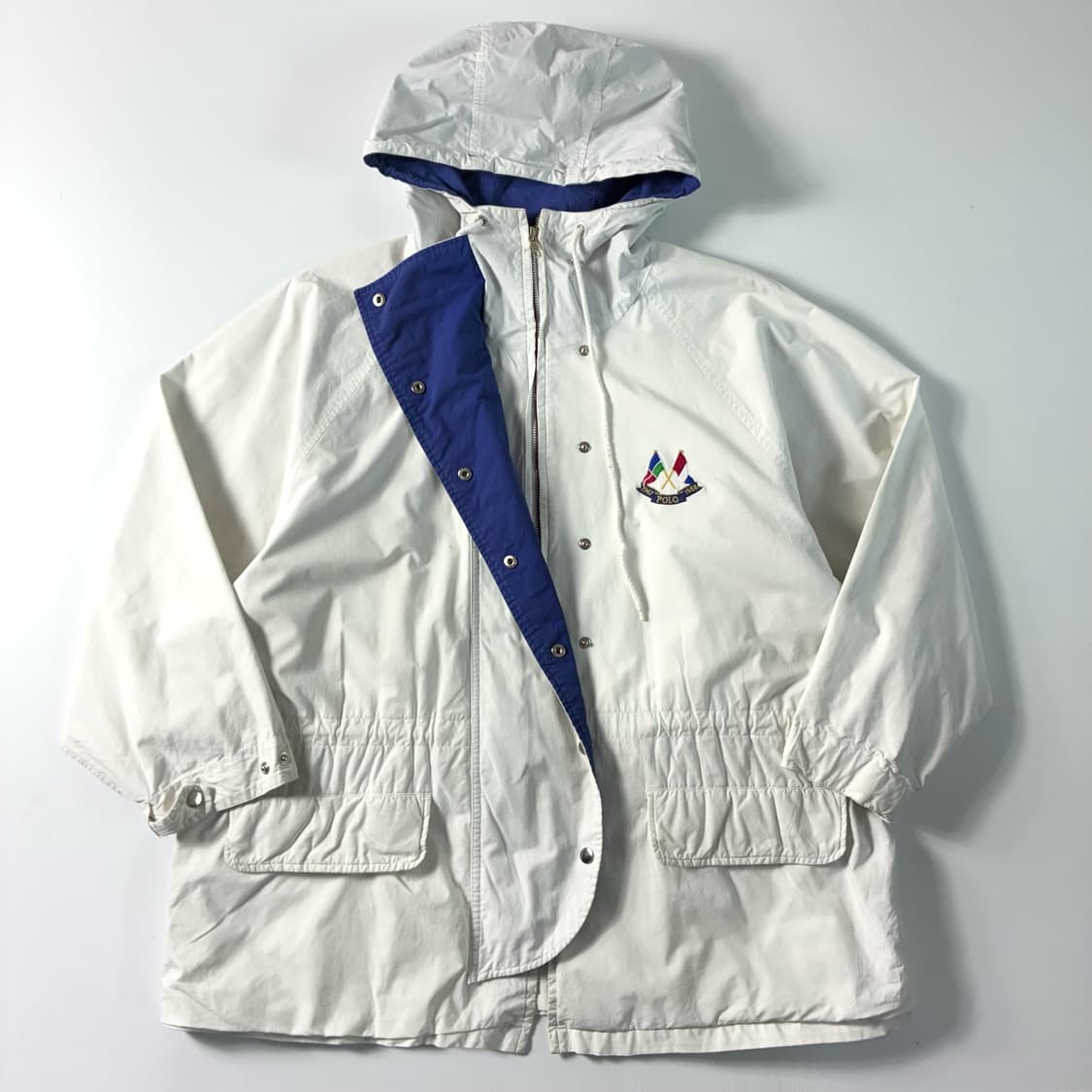 Polo  폴로 랄프로렌 90,s 코튼 크로스 플래그 화이트 후드자켓   상품이미지1