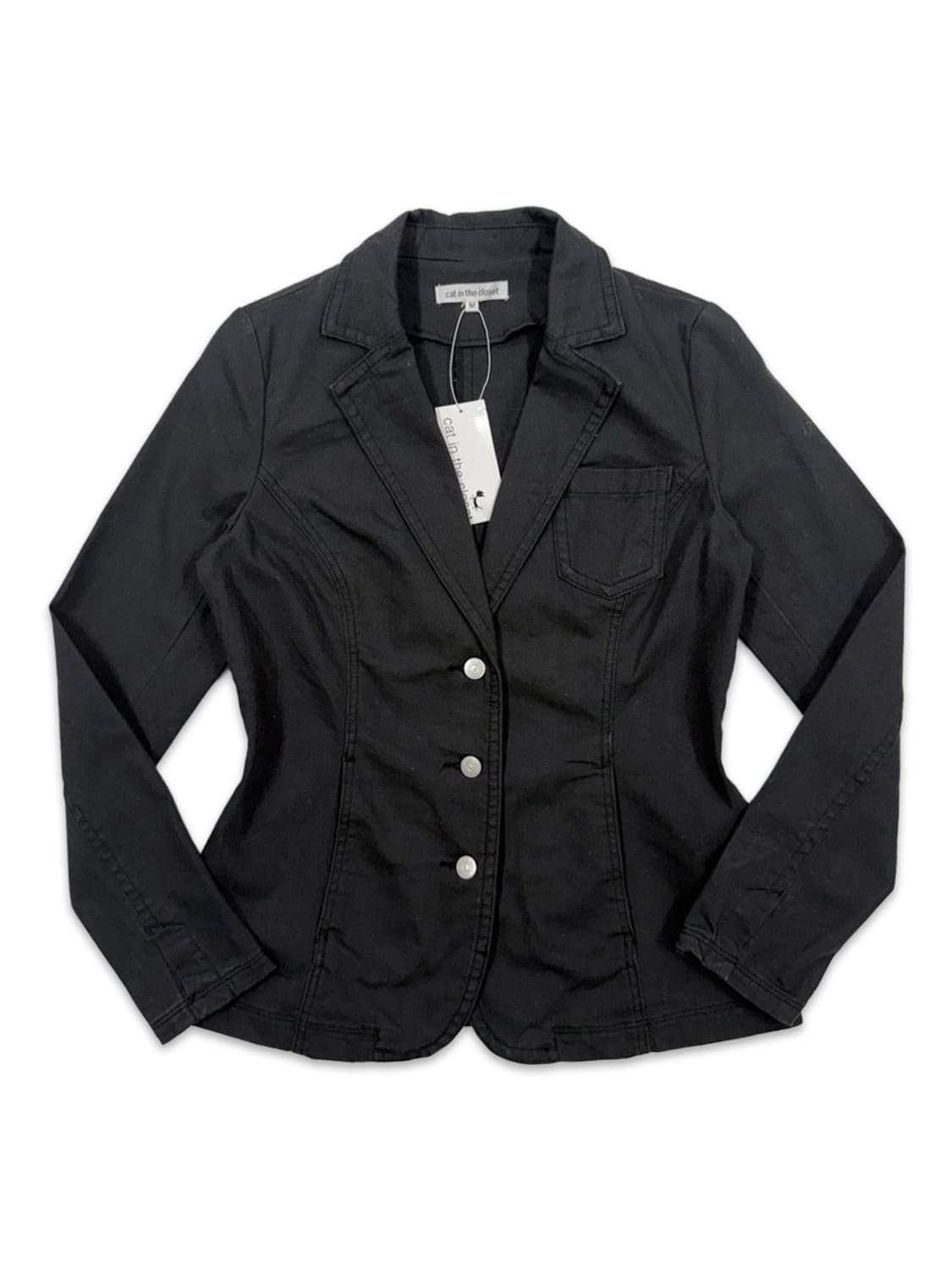 빈티지 cat in the closet 블랙 라인 슬림핏 싱글 자켓 상품이미지1