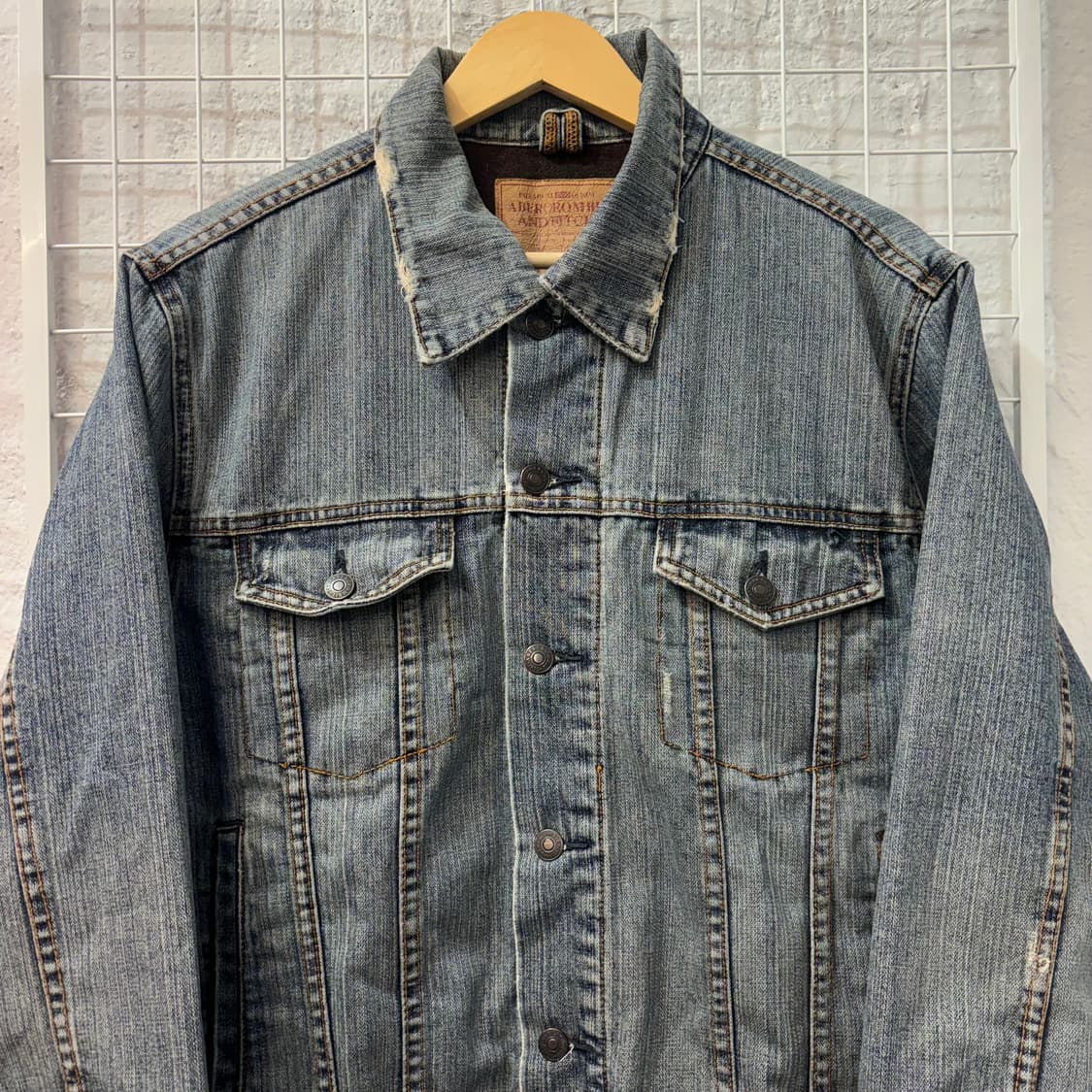 아베크롬비 빈티지 데님 워싱 트러커 자켓 L 상품이미지3