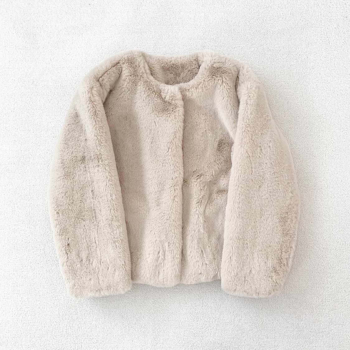 밀크베이지 퍼 자켓 라떼갸루  상품이미지1