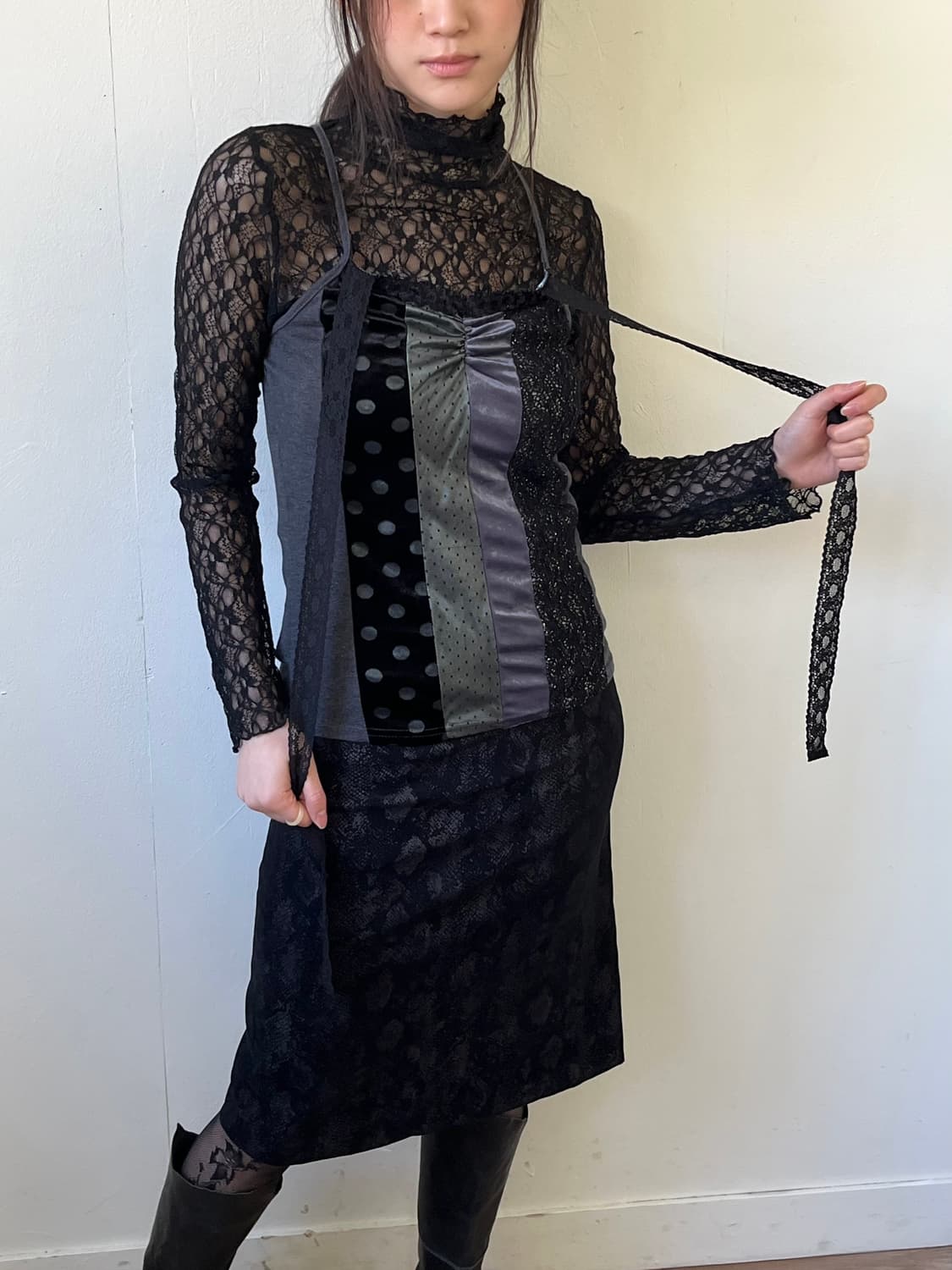 SUFFUSE 블랙 시스루 터틀넥 상품이미지5