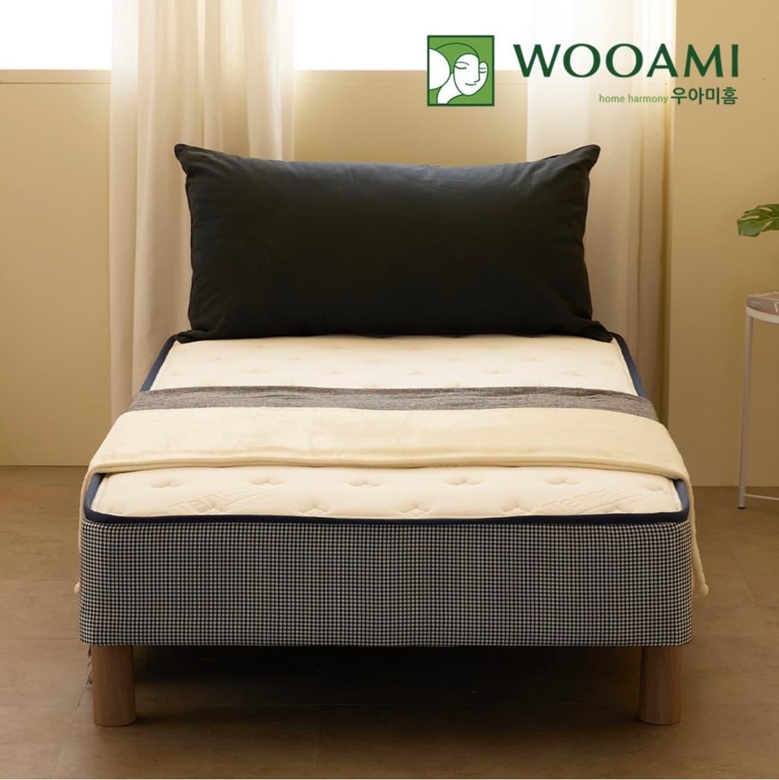 베른 체크블랙 일체형침대 본넬 슈퍼싱글 SS 상품이미지3