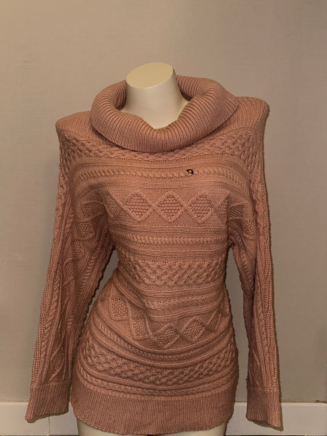 베이비핑크 빈티지 폴라 니트 미니 원피스 상품이미지2