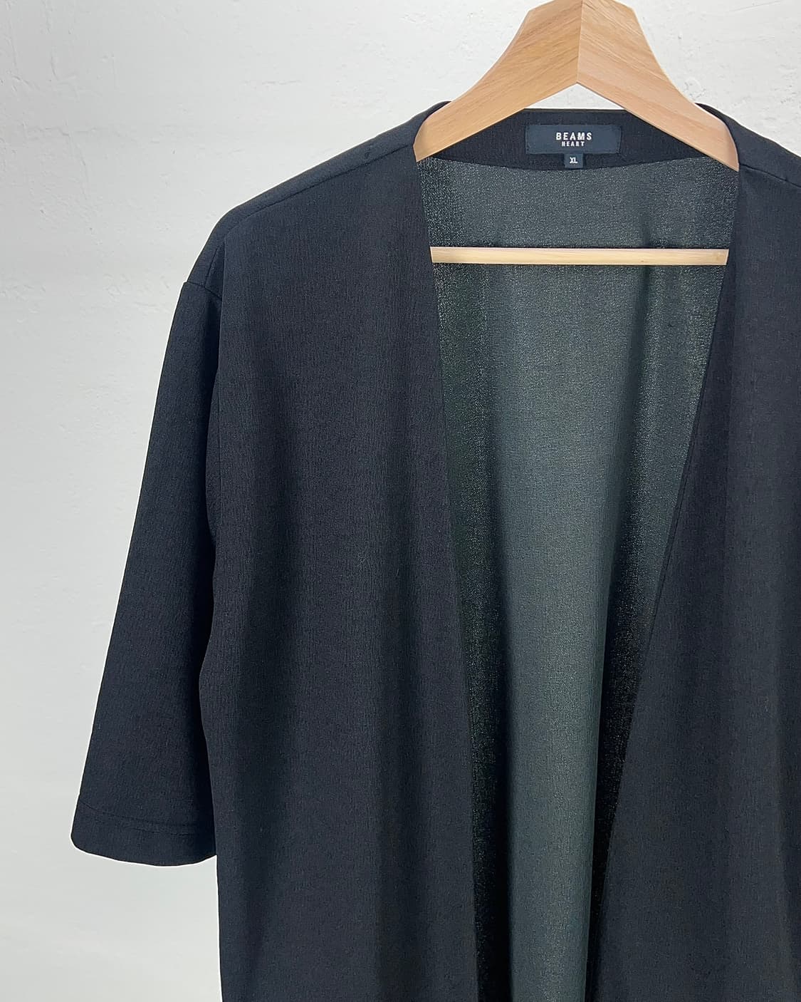 빔즈 블랙 유카타 리넨 논카라 로브 가디건 상품이미지2