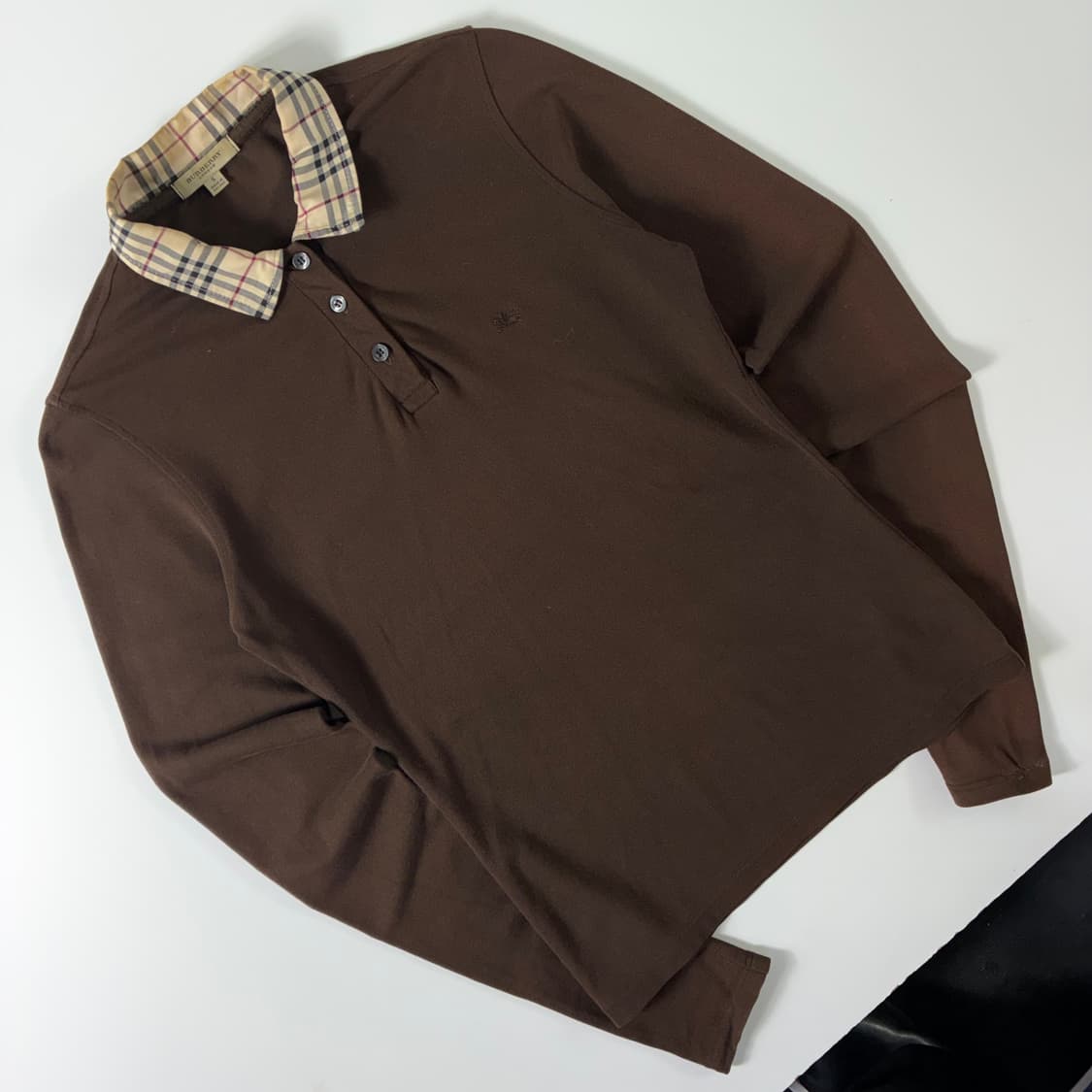 Burberry  버버리 자수 코튼 체크카라 롱슬리브 폴로셔츠  상품이미지2