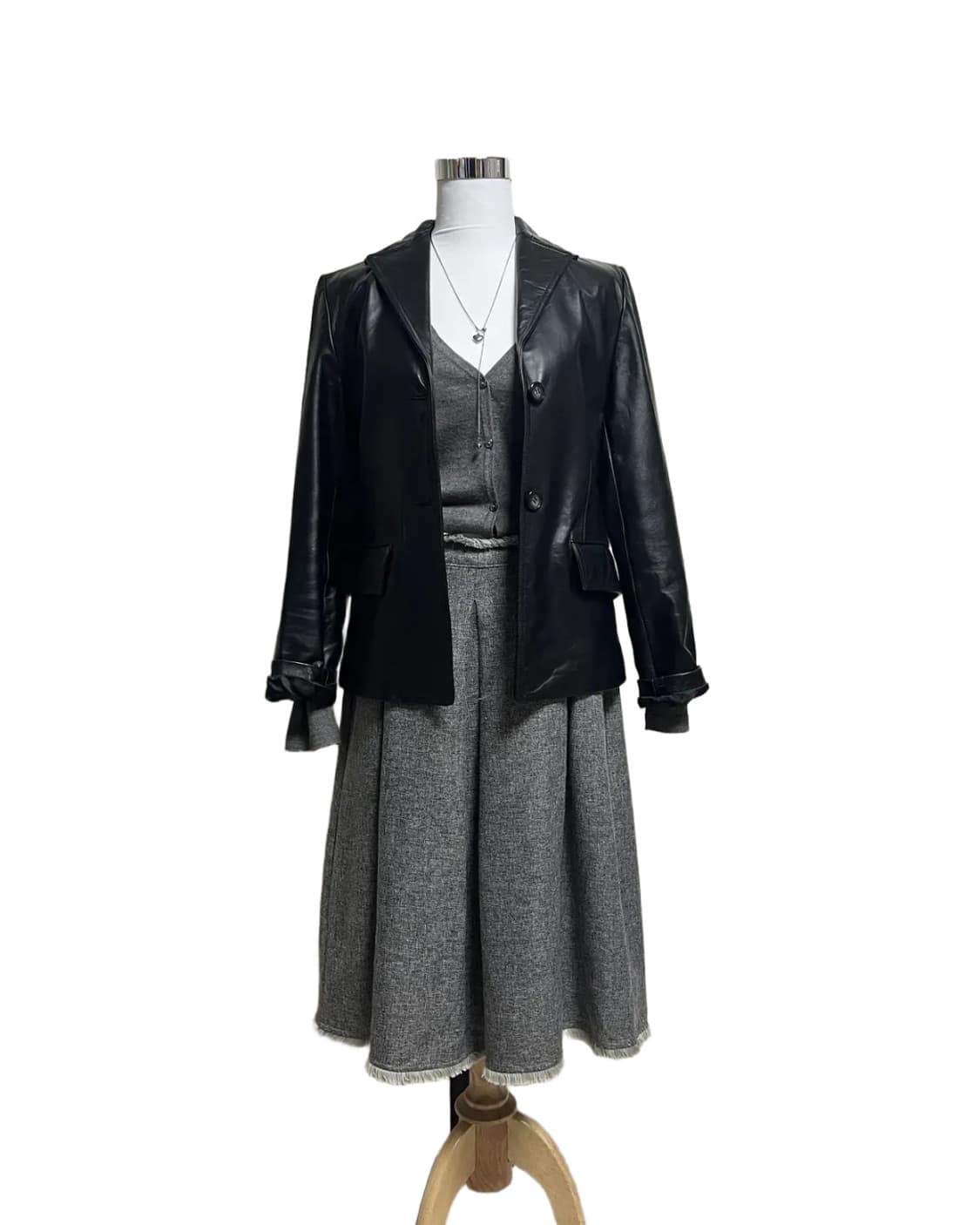 Classic black leather jacket 상품이미지6