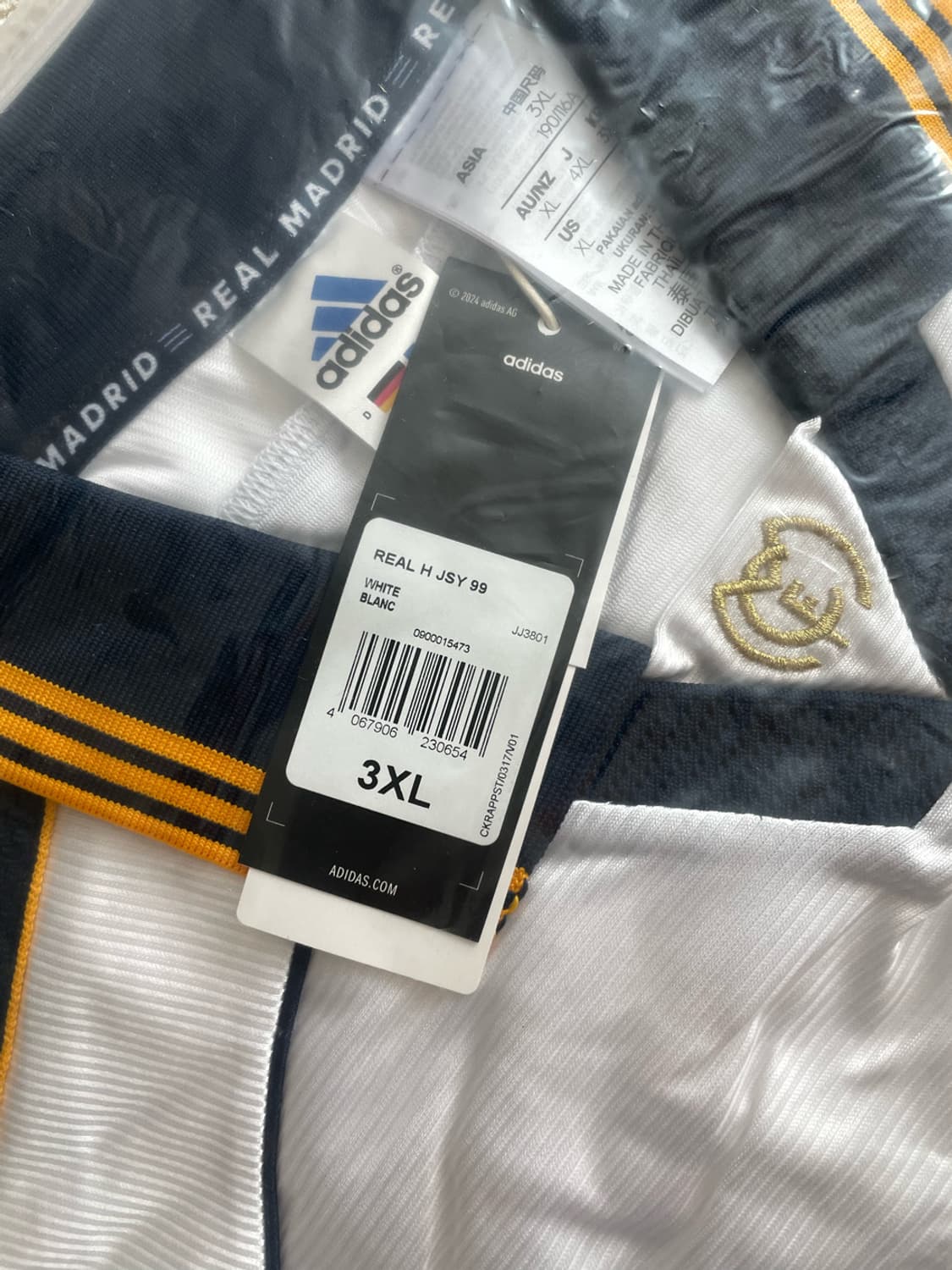 아디다스 레알 마드리드 99/00 홈 저지 화이트 (새제품. XXXL) 상품이미지2