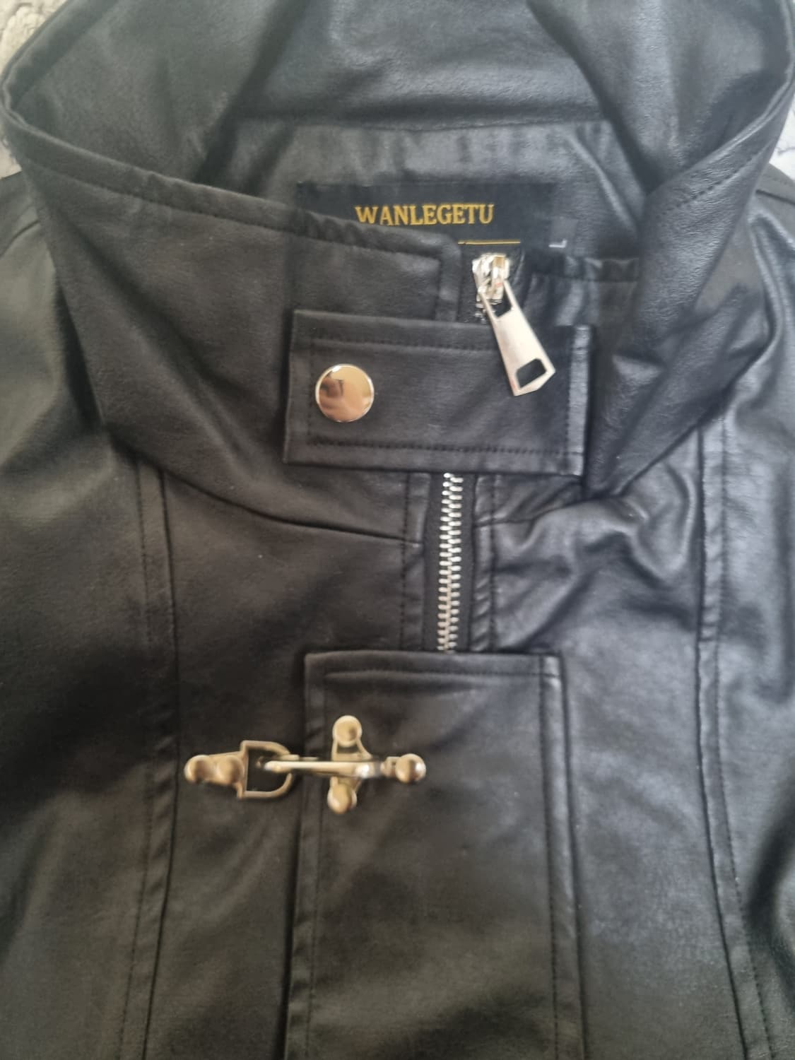 페이크 레더 봄버 자켓 상품이미지2