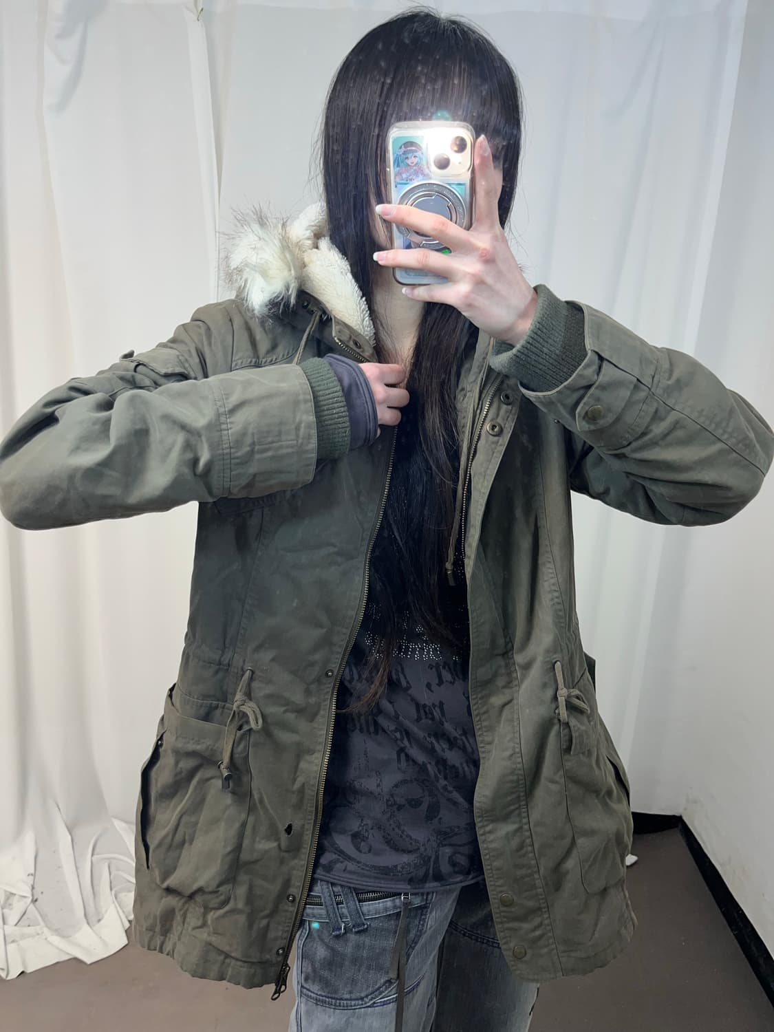 00‘s 카키 울프죠 야상 점퍼 (하자 확인 필수) 상품이미지3