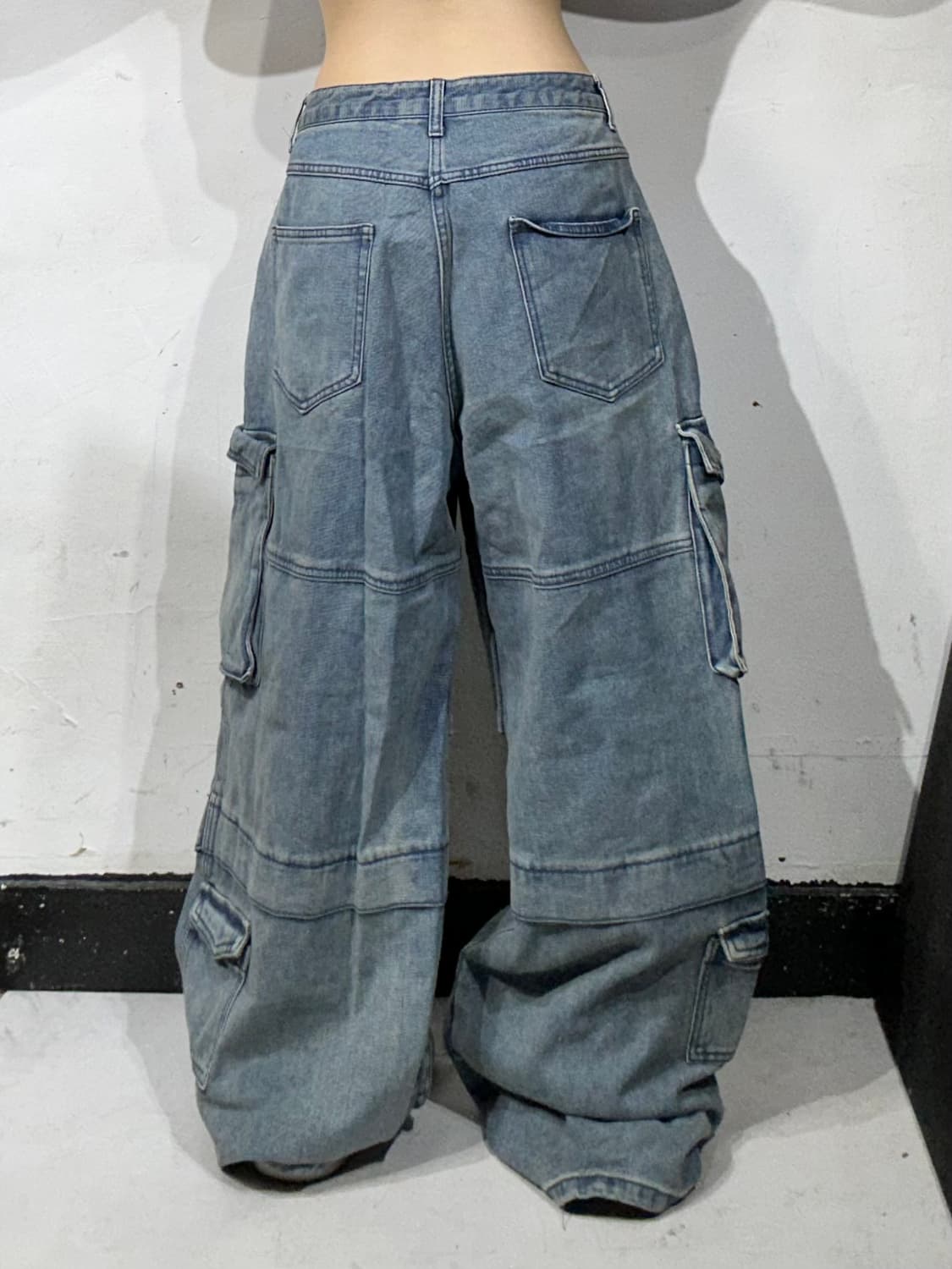 빈티지 연청 대대장 와이드 포켓 디테일 데님 청바지 카고 팬츠  상품이미지3