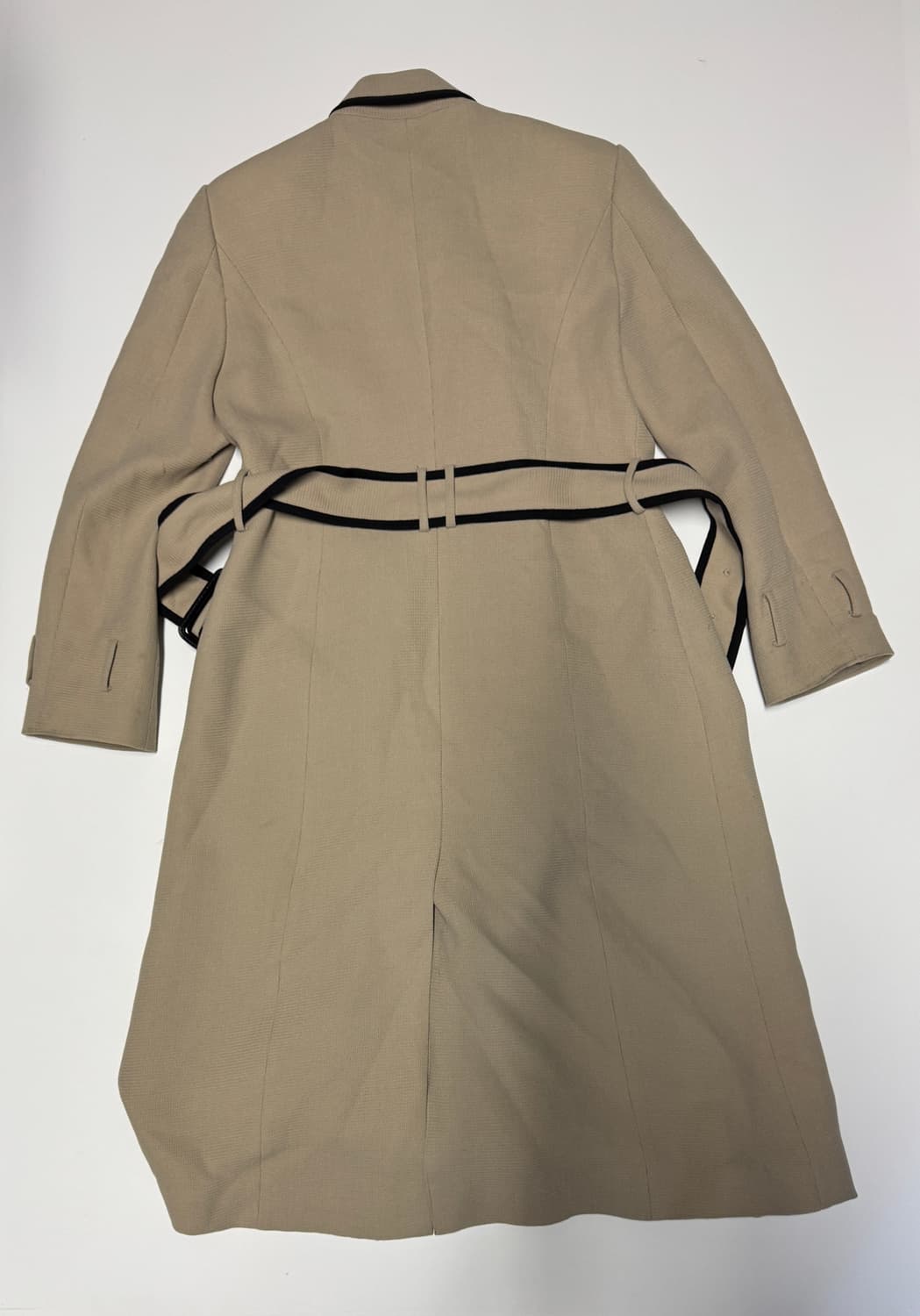 여성 모조에스핀 22년도 배색 포인트 벨티드 울 코트 상품이미지2