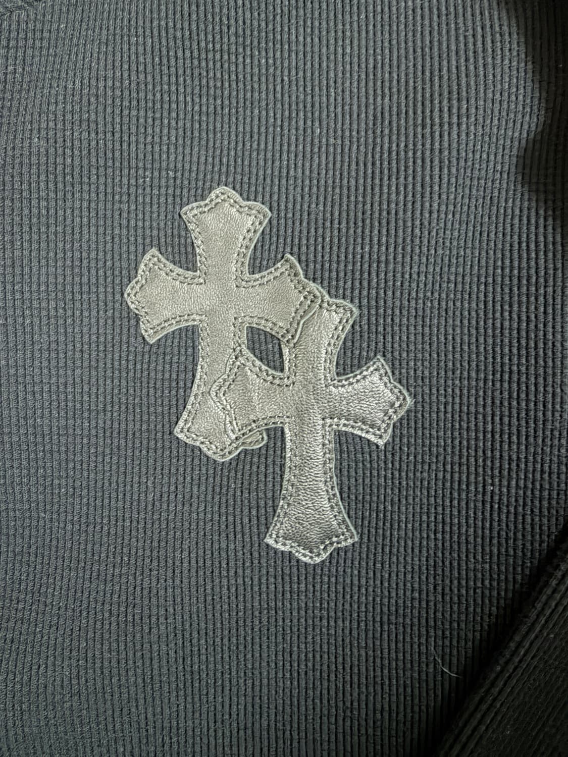 크롬하츠 레더패치 와플 헨리넥 니트 블랙 L사이즈 상품이미지3