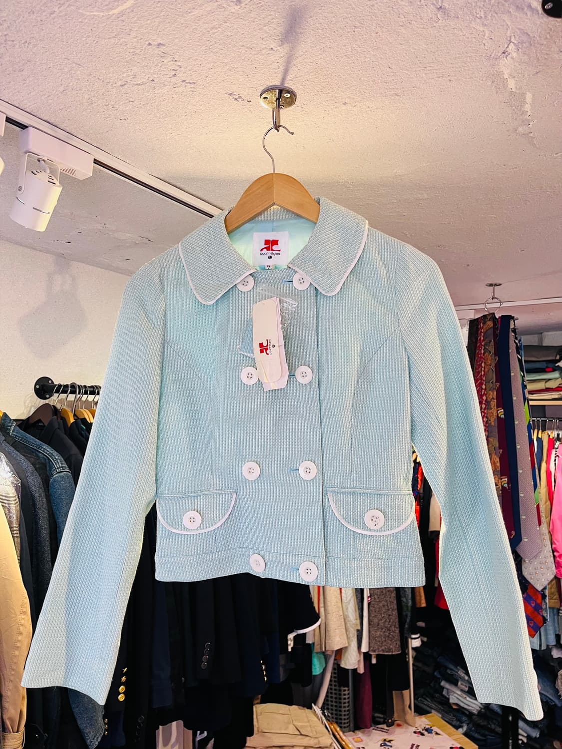 꾸레쥬 90년대 트위드 크롭 자켓 (데드스탁) 상품이미지1