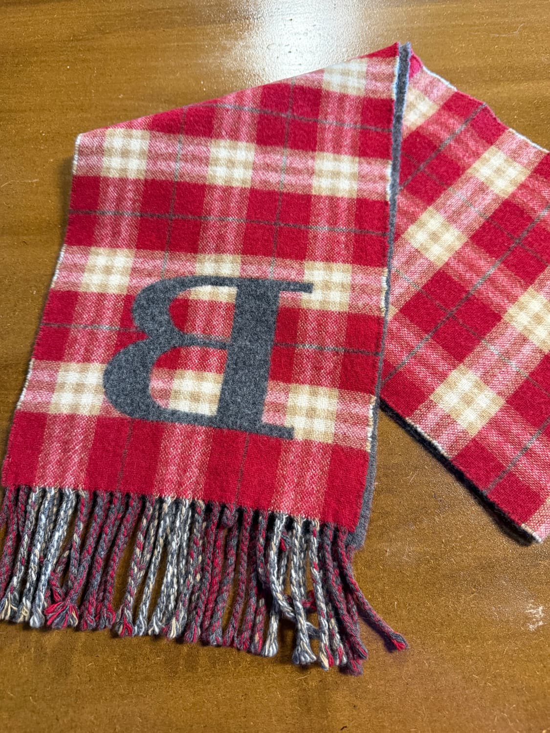 버버리 BURBERRY B로고 체크 양면 머플러 그레이 레드 FREE 상품이미지7