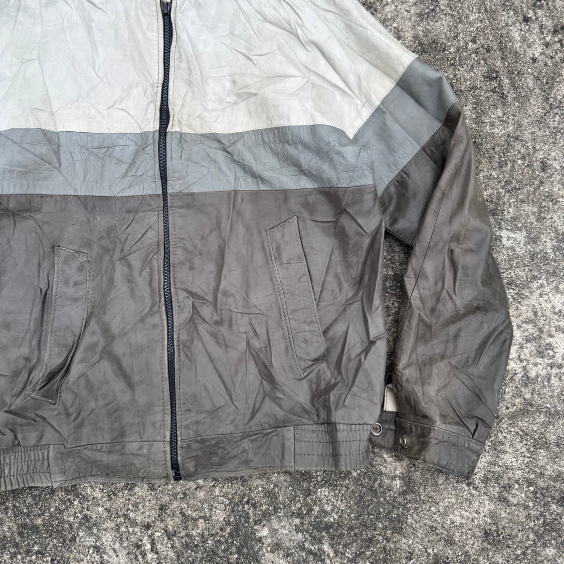 [M] 80s Lanvin 랑방 컬러블록 레더자켓 상품이미지5