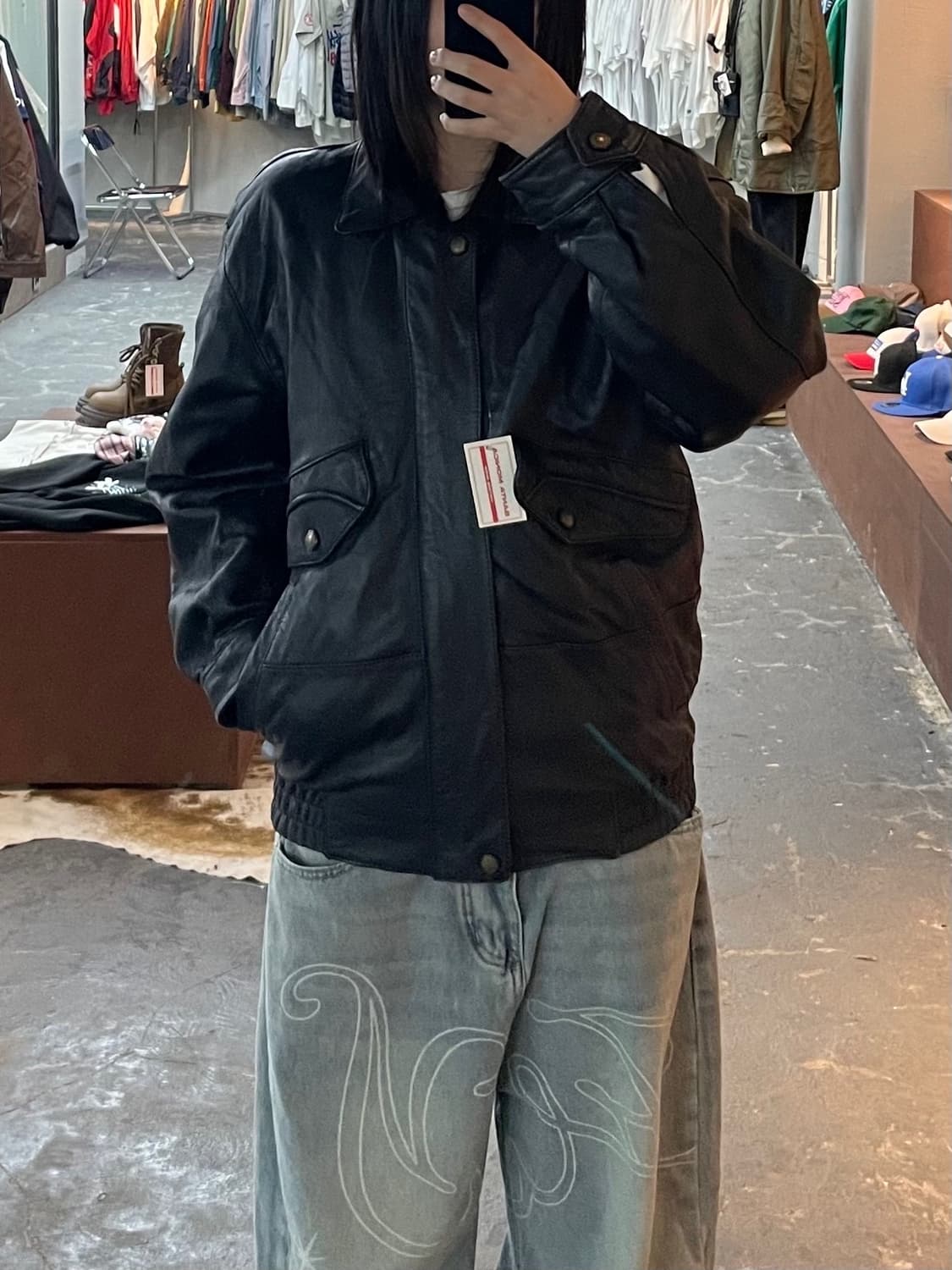 빈티지 레드스테이지 블랙 레더 봄버 자켓 H1698 상품이미지1