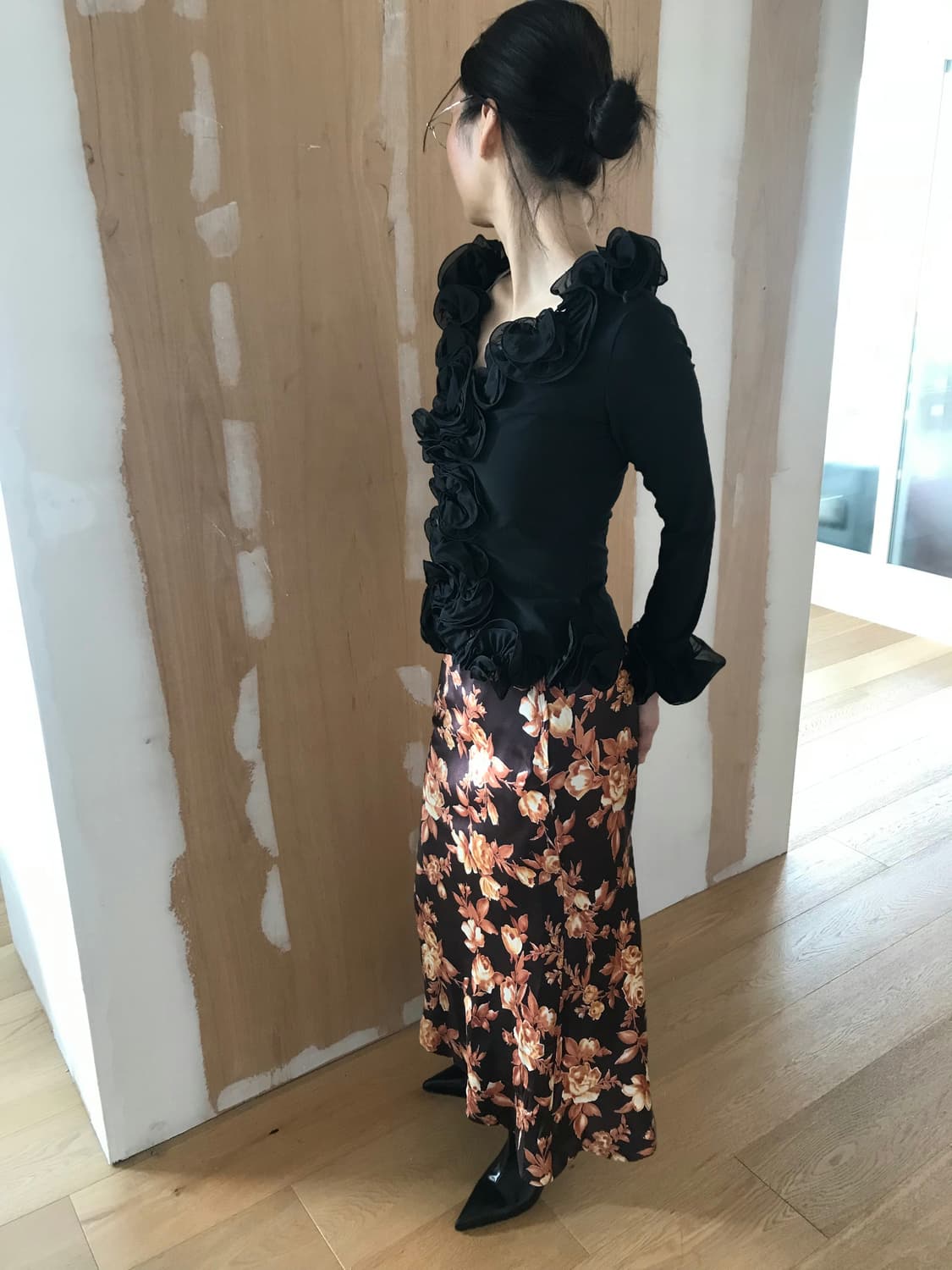 vintage black rose blouse 상품이미지5