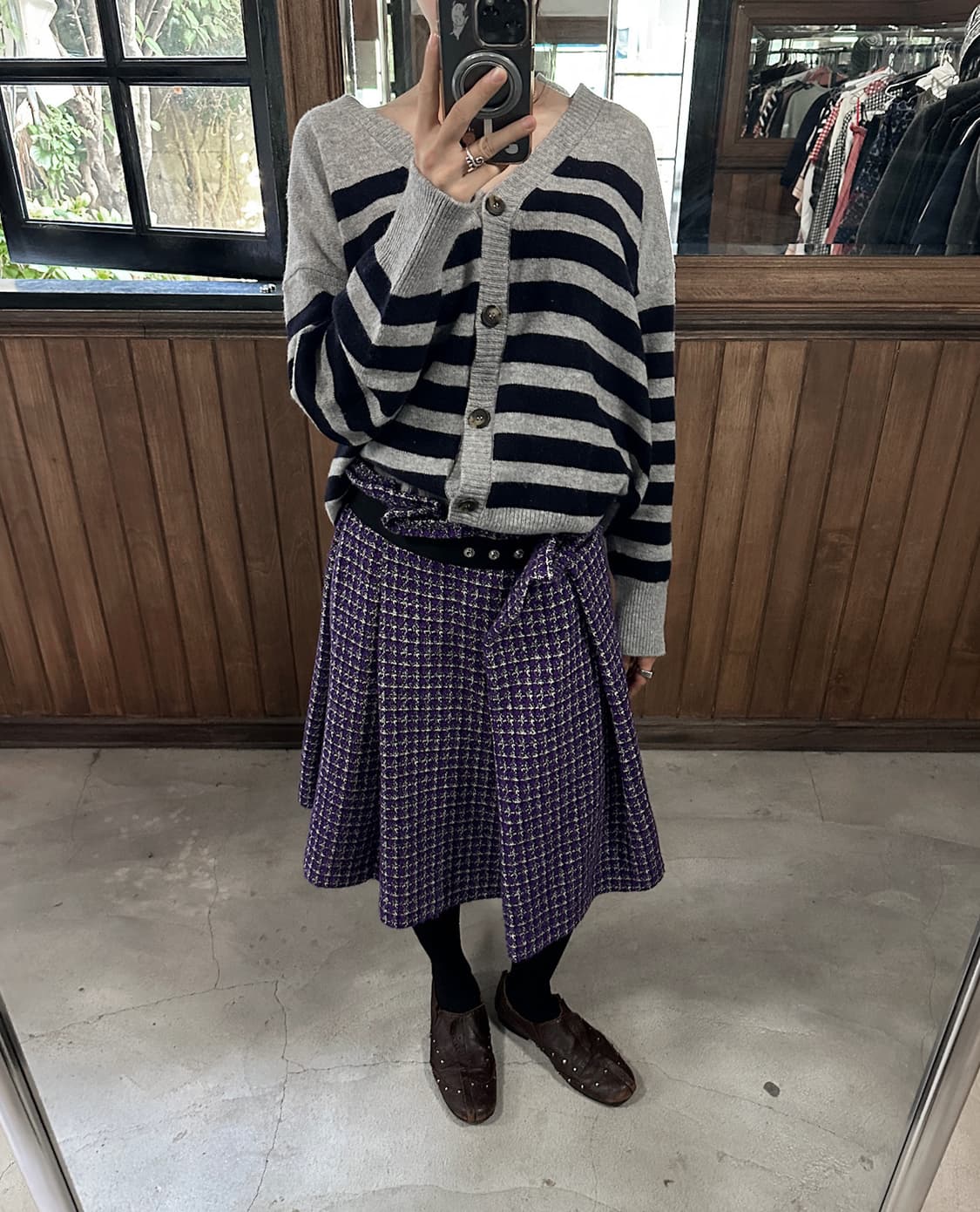 COMME DES GARCONS purple tweed wool skir 상품이미지4