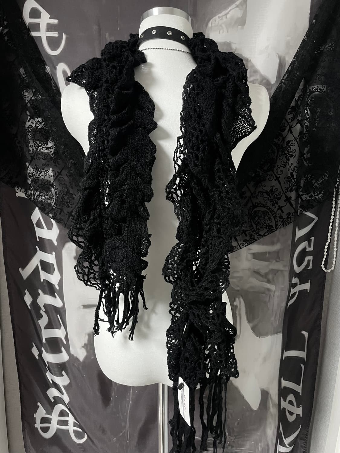 JPN Gothic Scarf 그런지페어리고딕다크웨어히피니혼진하이엔드펑크 상품이미지5