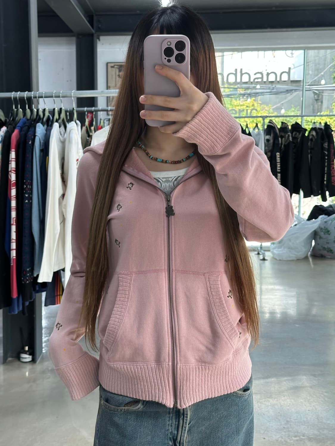 히스테릭글래머 스타퍽베어 딸기라떼 y2k 니트후드집업 상품이미지1