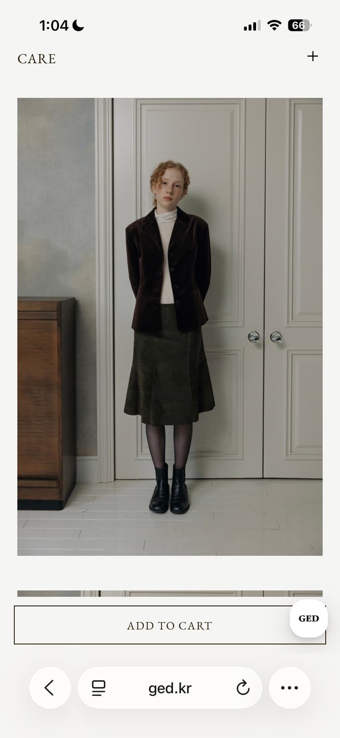 ged 게드 curve leather skirt - dark olive 상품이미지2