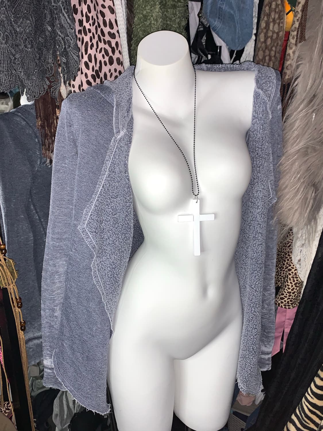 데님st 그런지 기모후드 가디건 상품이미지4