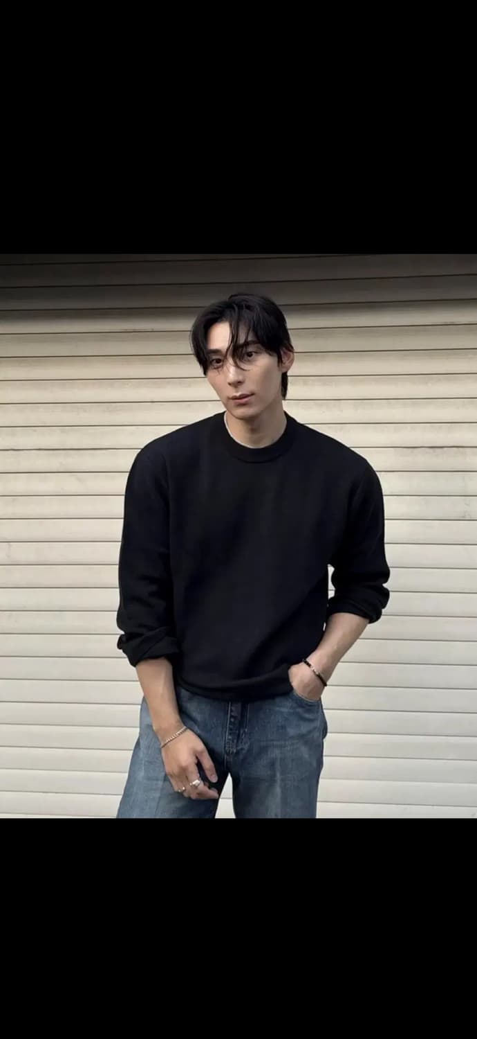 엘무드 화란 세미오버 니트 블랙 상품이미지2