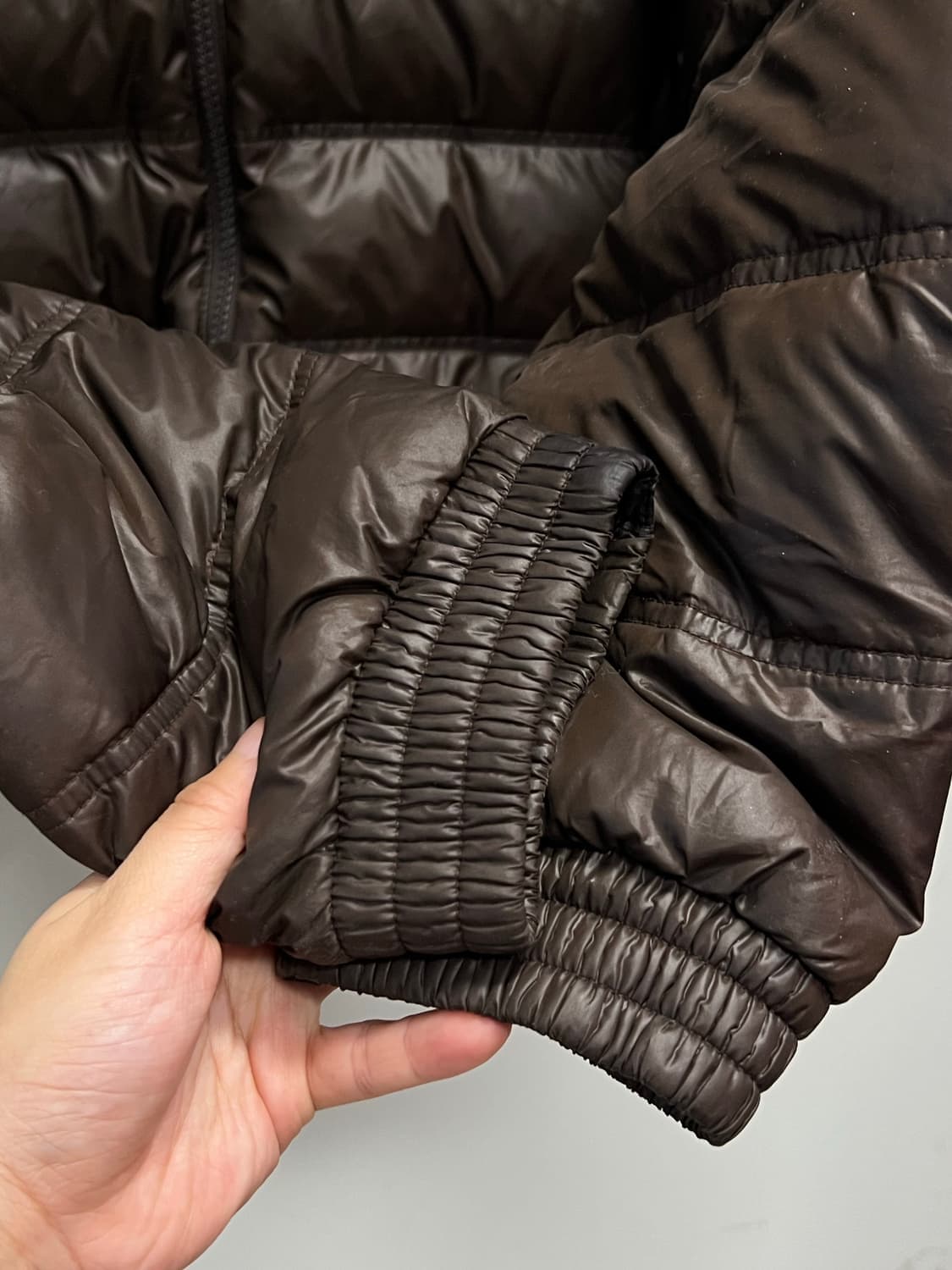 (100) 아디다스 올드스쿨 경량 구스다운 패딩 후드 자켓 브라운 상품이미지4