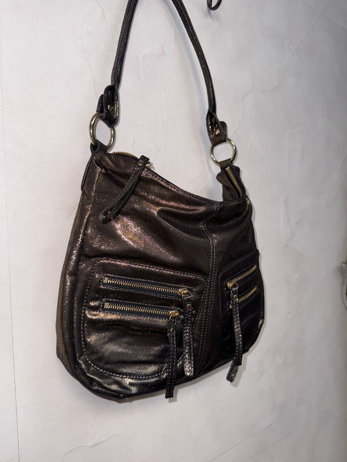 Metal bronze pocket detail shoulder bag 상품이미지2