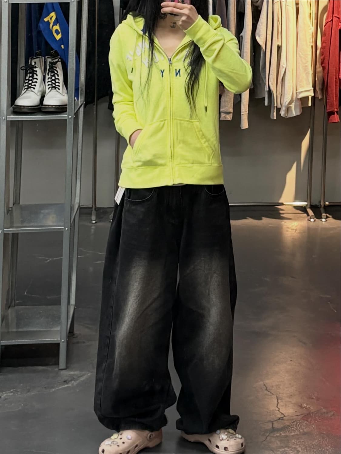 아베크롬비 스펠로고 형광 그래픽 후드집업 A3703 상품이미지1