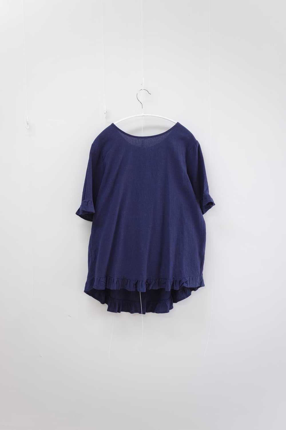 Navy Frill cotton Blouse 상품이미지9