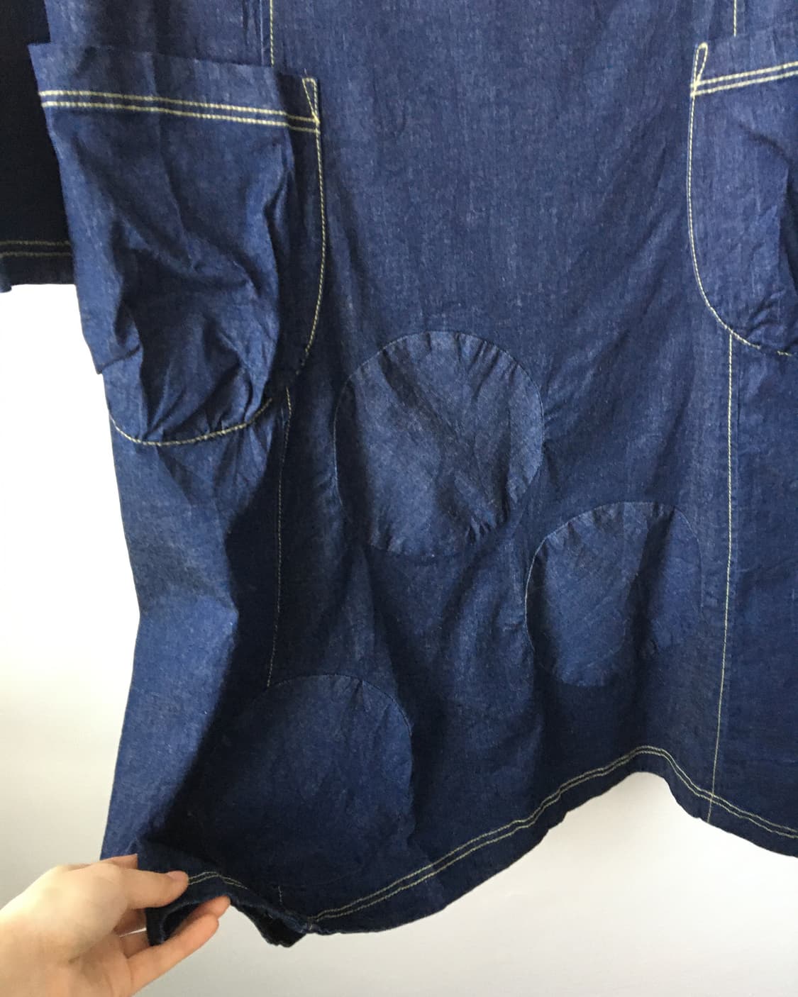 High neck dot point denim onepiece 상품이미지4