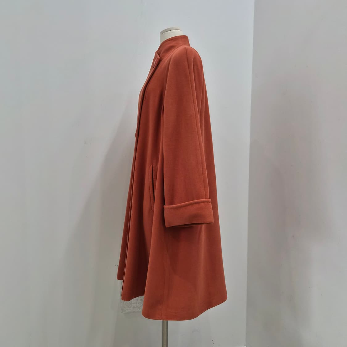 이태리산 앙고라 캐시고라 오렌지 하이넥 롱코트 상품이미지2