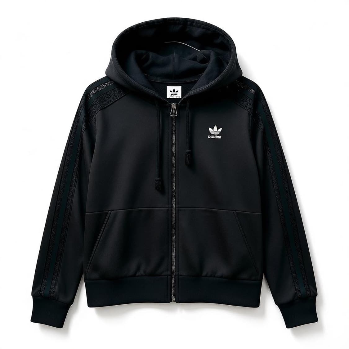 아디다스 블랙 레이스 시스루 후드 집업 져지 S 상품이미지1