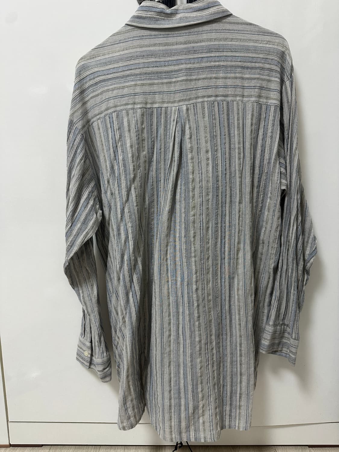 stripe linen overfit shirt (blue) 상품이미지2