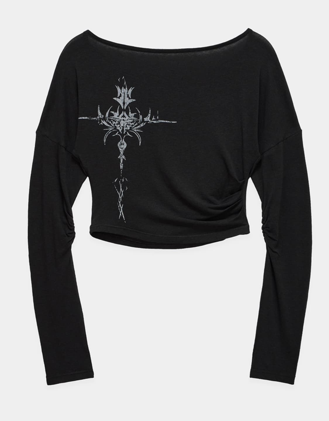 에트오소메 레터링 후디드 슬림핏 롱슬리브 탑 블랙 Free 상품이미지4