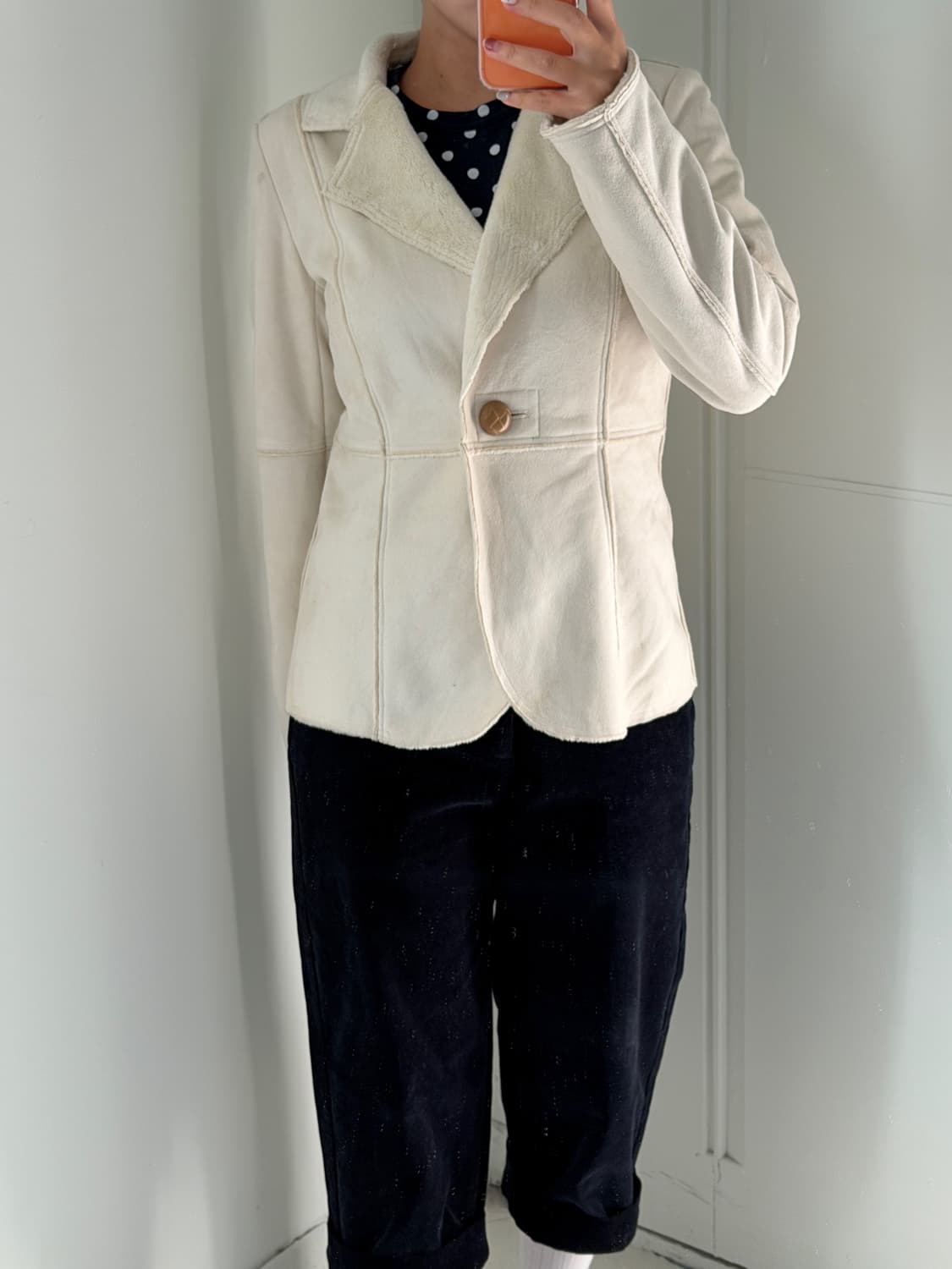 일본빈티지 화이트 무스탕 자켓 상품이미지3