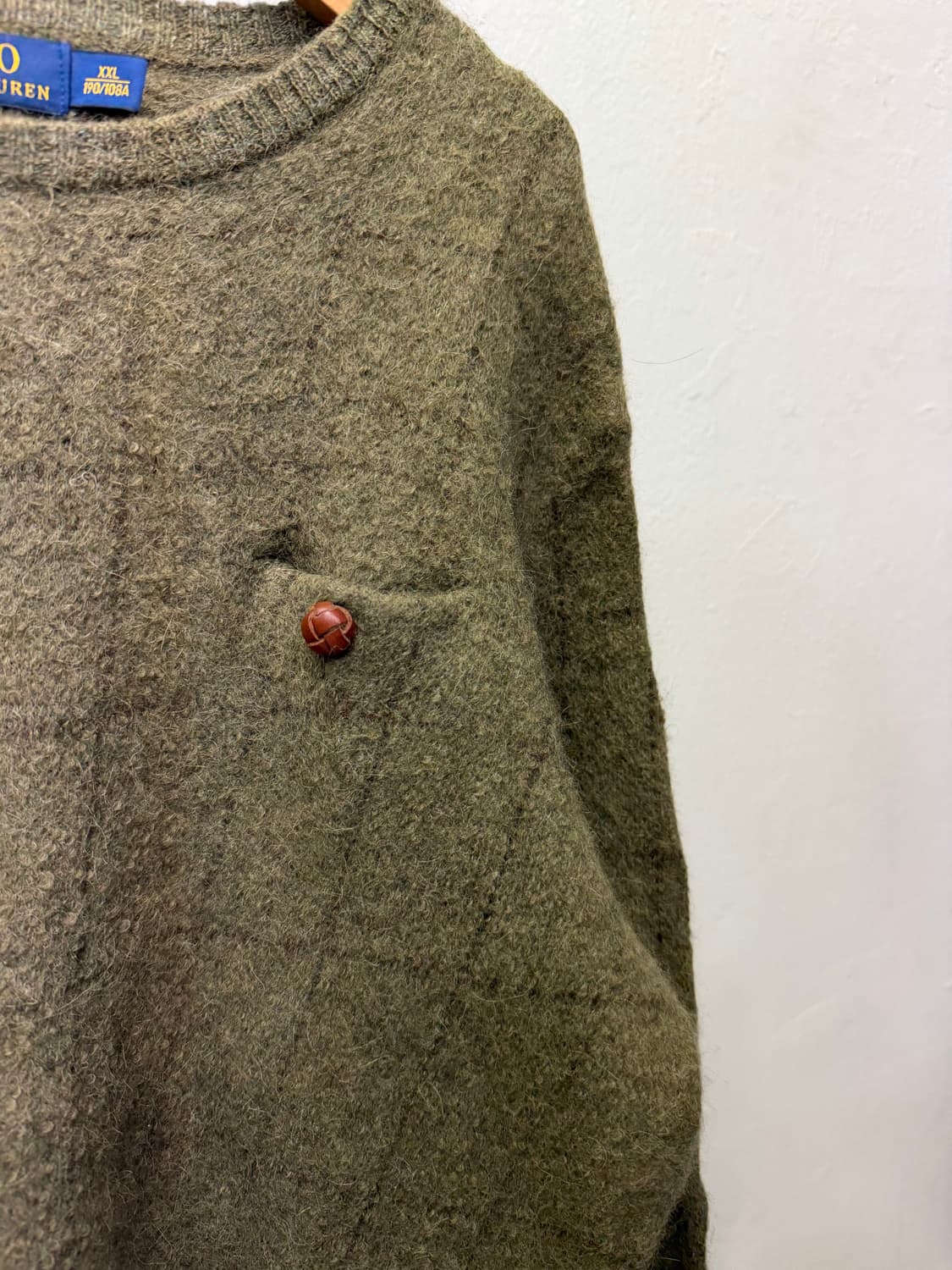 정품) 폴로랄프로렌 엘보 가죽 그린 울 니트 XXL  상품이미지4