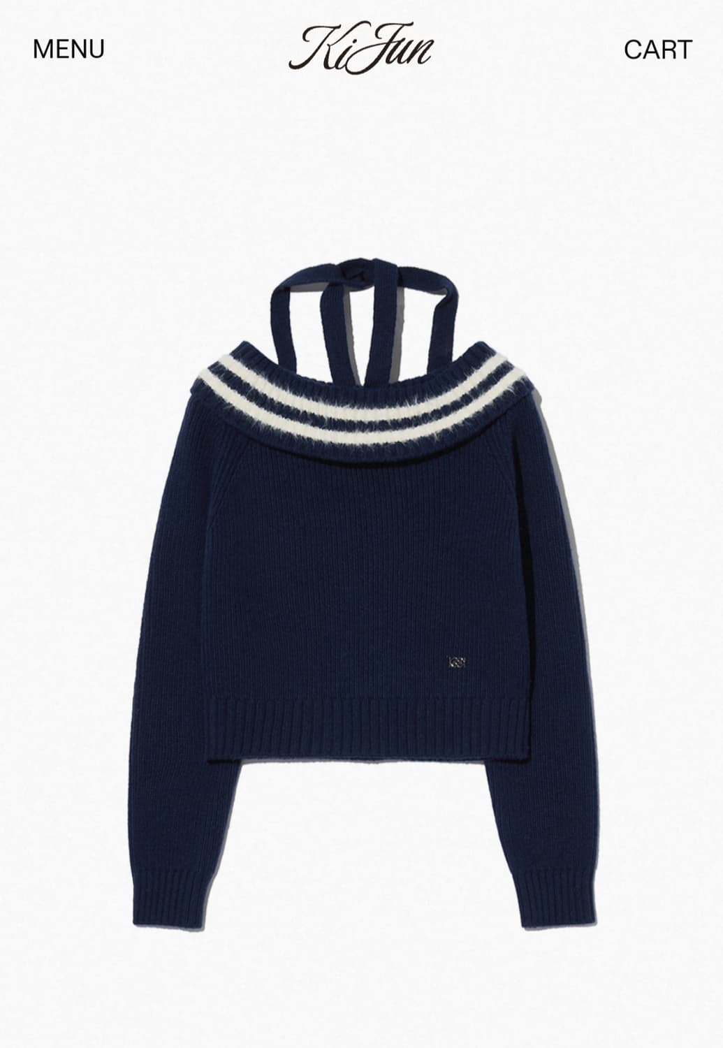 Kijun 타이드 오프숄더 니트 네이비 상품이미지1