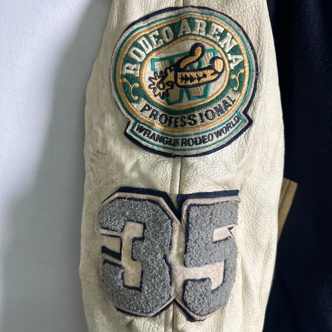 90's 랭글러 카우보이 웨스턴 레더 바시티 자켓 L 상품이미지7