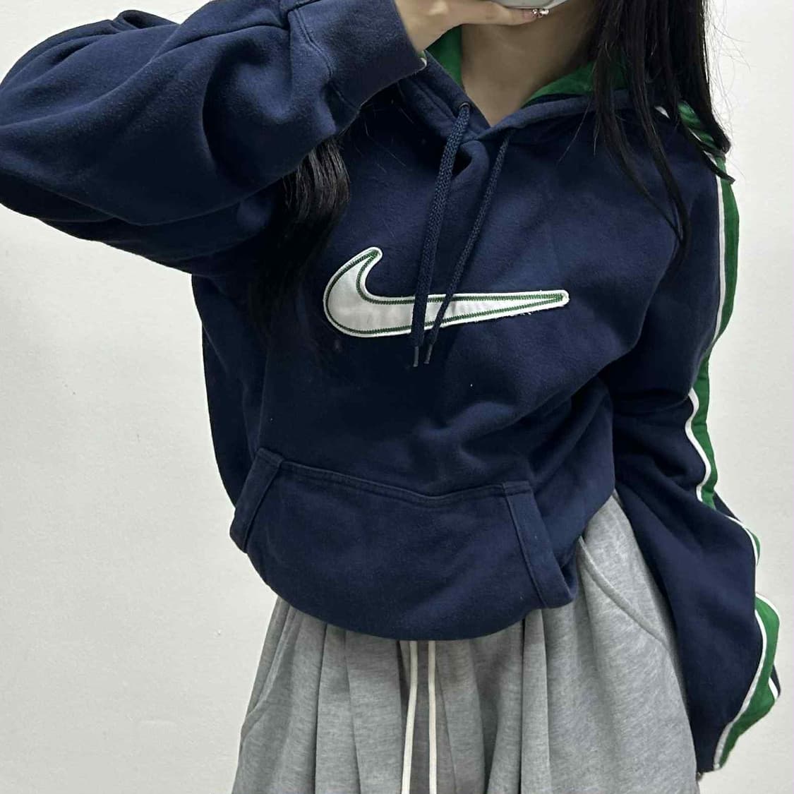 나이키 00s 빅스우시 네이비 사이드라인 대장급 해외판 스웨트셔츠 후드티 상품이미지1