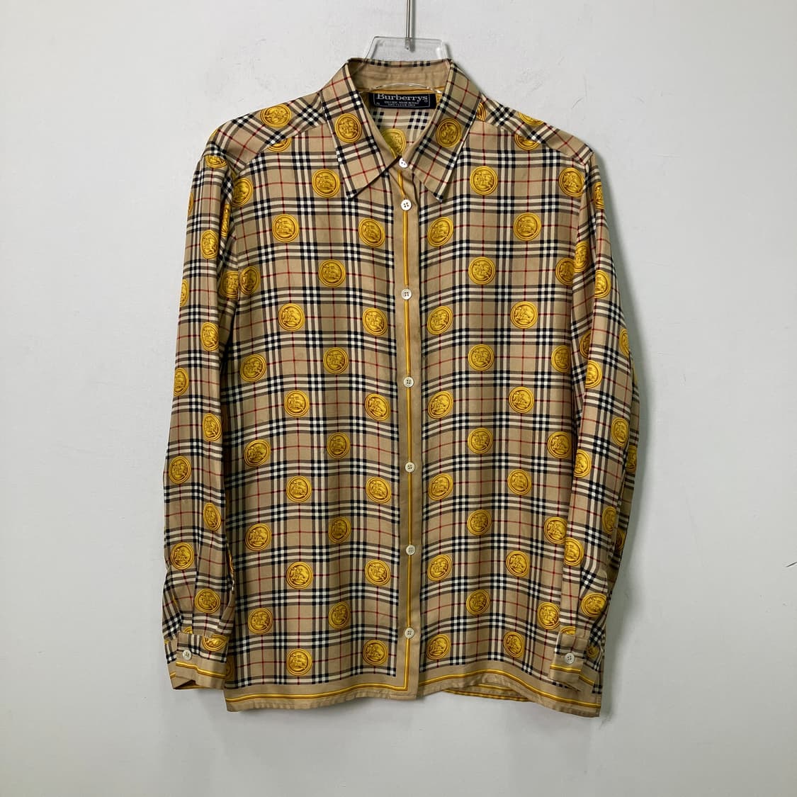 버버리 빈티지 노바 체크 실크 셔츠 S 상품이미지1
