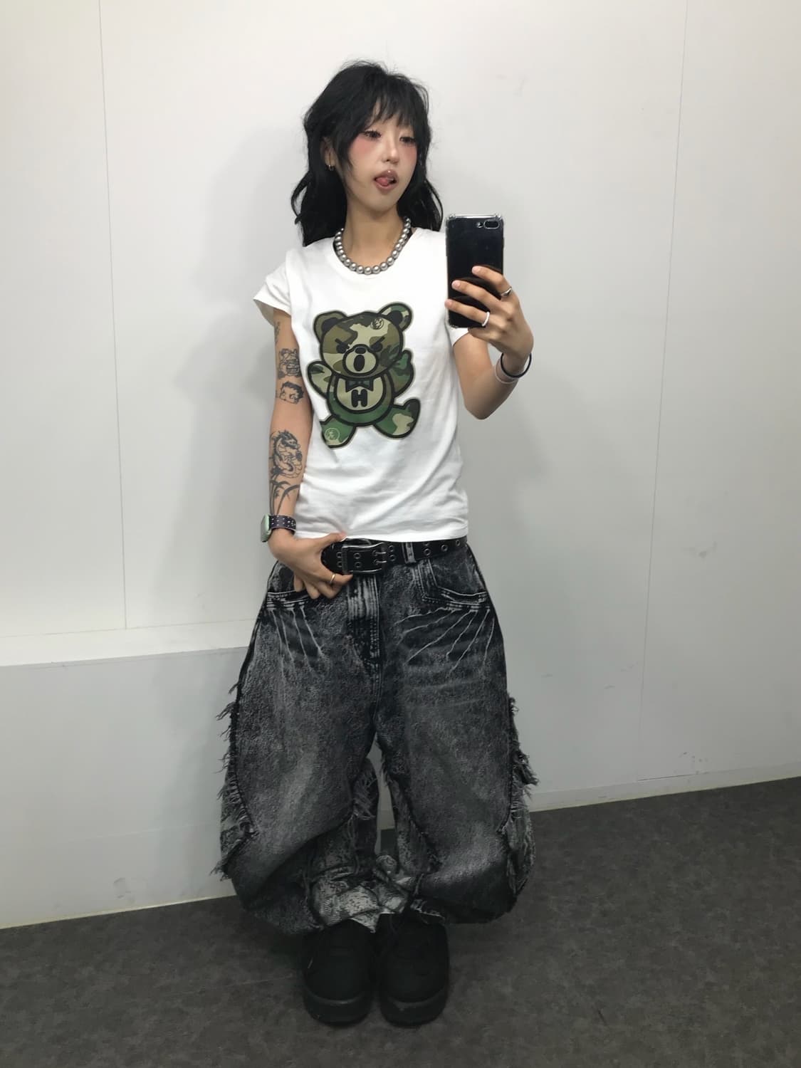 히스테릭글래머 카모 퍽베어 티셔츠 (레어) 상품이미지6