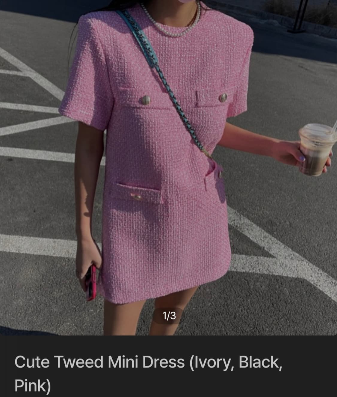 새상품 러블리 핑크 트위드 미니 원피스 (하객룩/데이트룩 추천) 상품이미지2