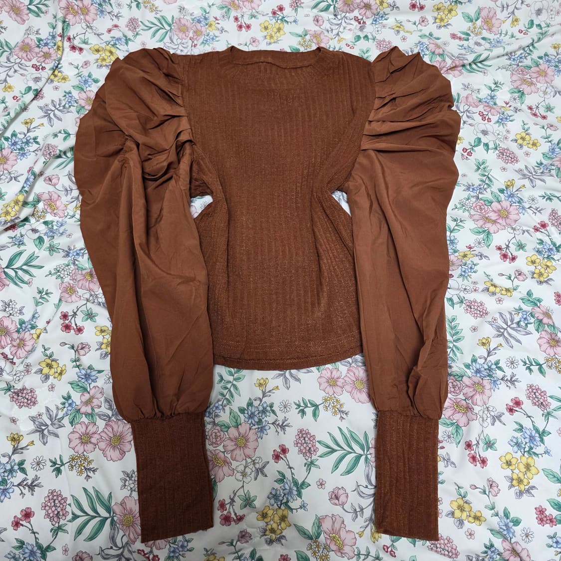 GRL 일본빈티지) 스나계 모리 브라운 퍼프골지니트긴팔 하객룩로맨틱양산형 상품이미지3