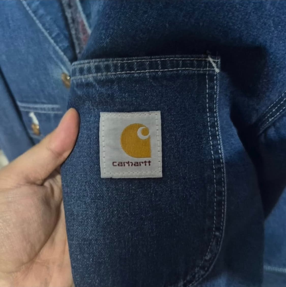 (투팍 착용)80's 칼하트 블랭킷 라인드 데님 초어 코트 XL 상품이미지3