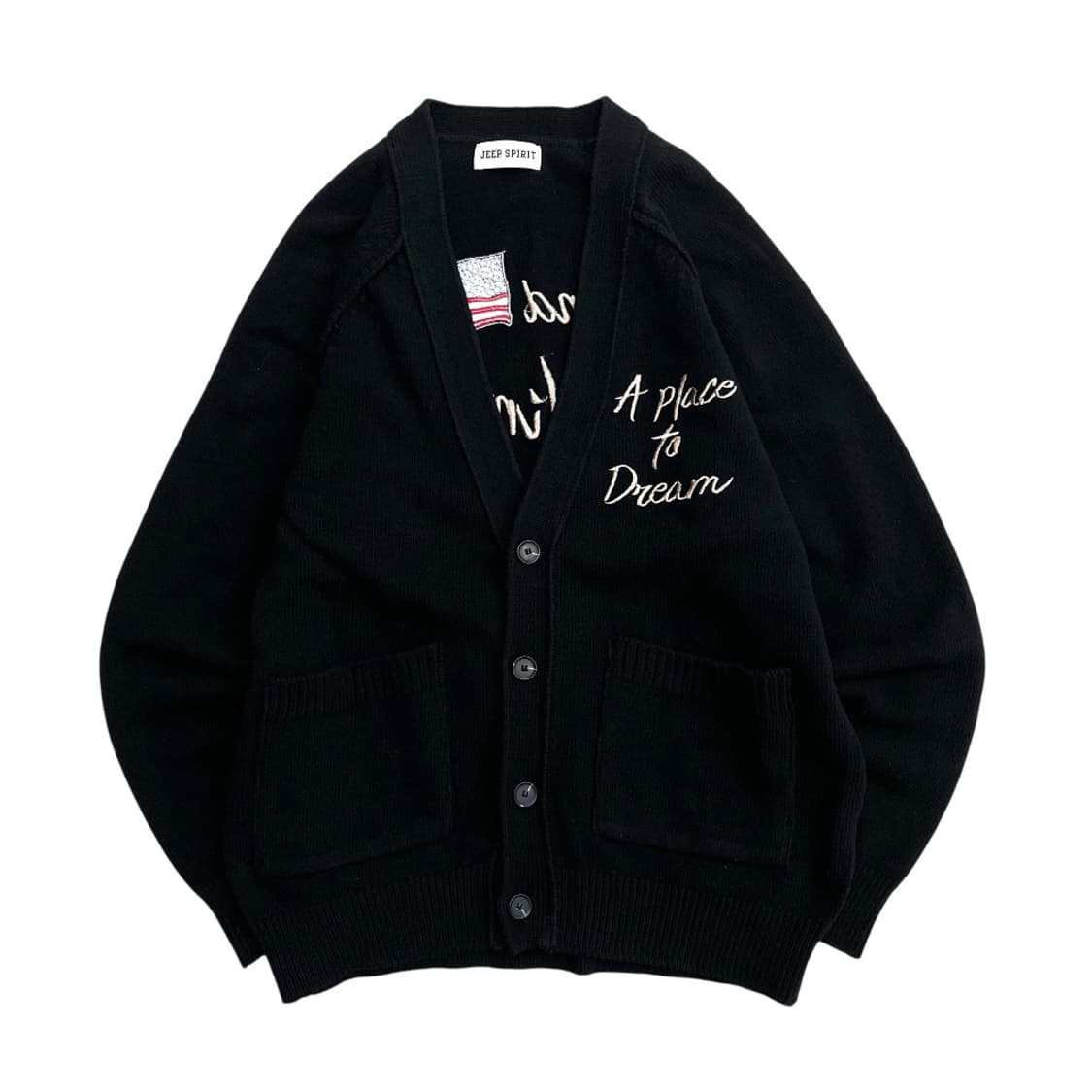 지프 백 성조기 자수 블랙 니트가디건 90 상품이미지2